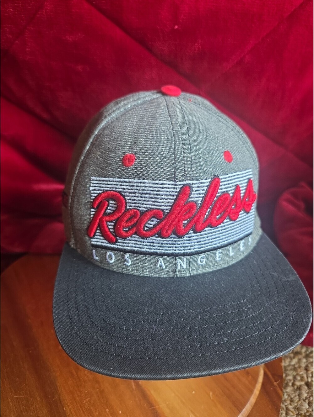 Young & Reckless Los Angeles Snapback Hat Grey Streetwear Cap Adjustable